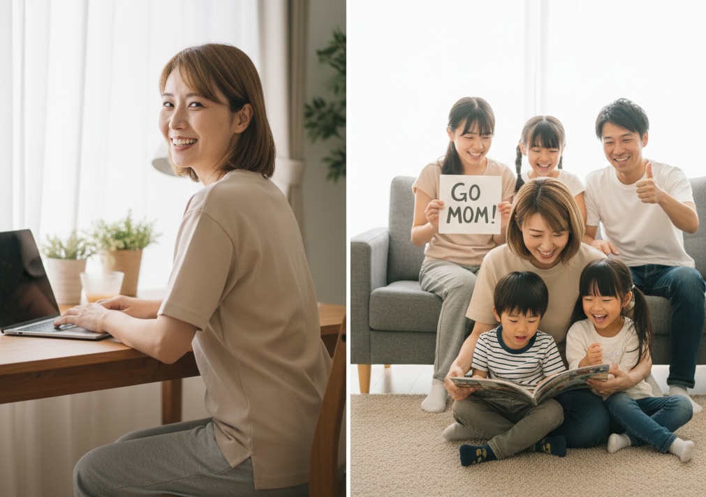 v家族に応援されながら夢を叶える女性